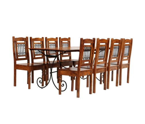 Juego de mesas de comedor 9 piezas madera maciza de acacia