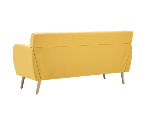 Sofá de 3 plazas tapizado de tela amarillo 172x70x82 cm