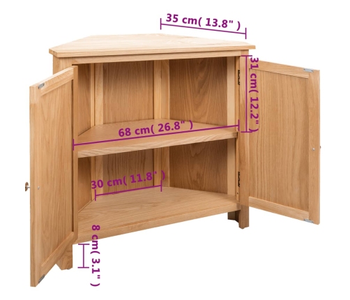 Armario de esquina de madera maciza de roble 80x33,5x78 cm