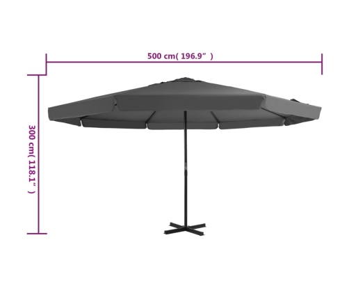 Sombrilla de jardín con palo de aluminio gris antracita 500 cm