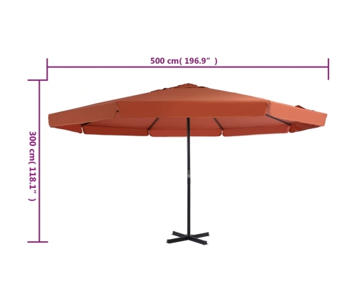 Sombrilla de jardín con palo de aluminio 500 cm terracota