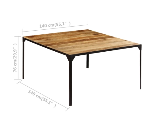 Mesa de comedor de madera maciza de mango 140x140x76 cm