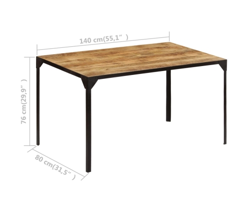 Mesa de comedor de madera maciza de mango 140x80x76 cm