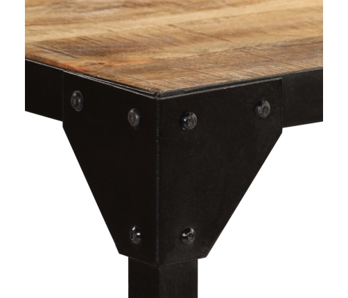 vidaXL Mesa de comedor madera maciza de mango rugosa y acero 120 cm