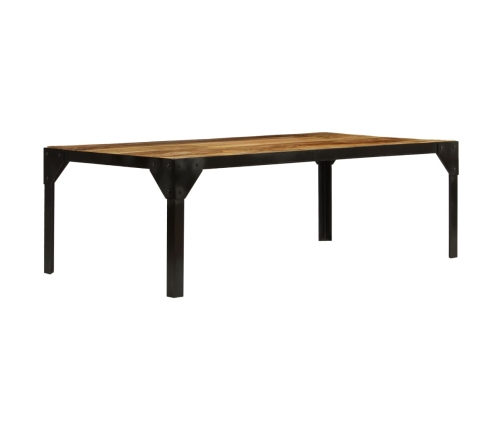 vidaXL Mesa de centro de madera maciza de mango rugosa y acero 110 cm