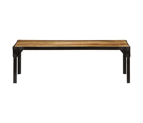 vidaXL Mesa de centro de madera maciza de mango rugosa y acero 110 cm