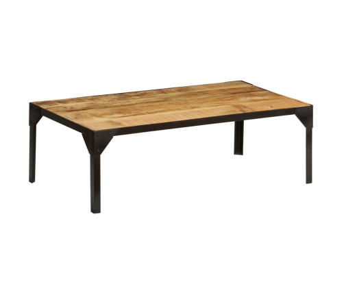 vidaXL Mesa de centro de madera maciza de mango rugosa y acero 110 cm