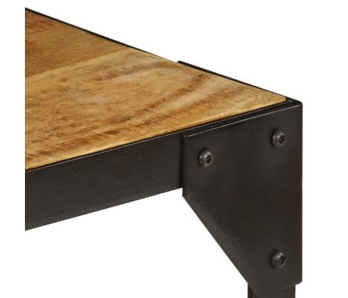 vidaXL Mesa de centro de madera maciza de mango rugosa y acero 110 cm