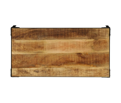 vidaXL Mesa de centro de madera maciza de mango rugosa y acero 110 cm