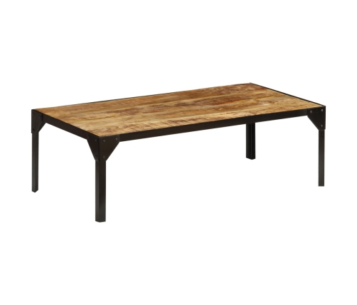 vidaXL Mesa de centro de madera maciza de mango rugosa y acero 110 cm