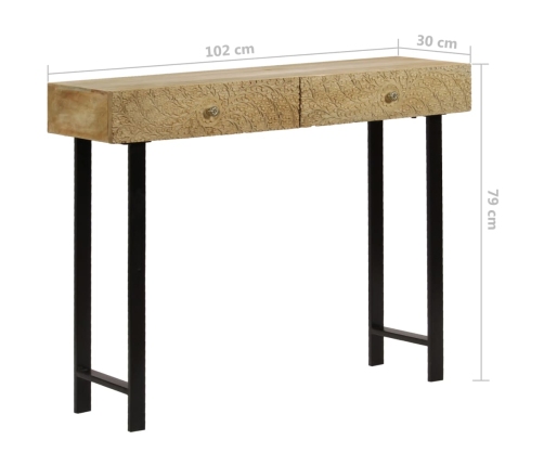 Mesa consola de madera maciza de mango 102x30x79 cm