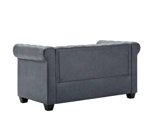 Sofá Chesterfield de 2 plazas piel de ante artificial gris