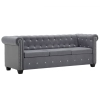 Sofá chesterfield de 3 plazas de terciopelo 199x75x72 cm gris