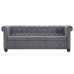 Sofá chesterfield de 3 plazas de terciopelo 199x75x72 cm gris