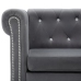 Sofá chesterfield de 3 plazas de terciopelo 199x75x72 cm gris