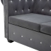 Sofá chesterfield de 3 plazas de terciopelo 199x75x72 cm gris