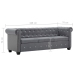 Sofá chesterfield de 3 plazas de terciopelo 199x75x72 cm gris