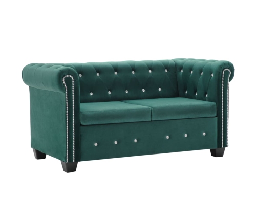 Sofá chesterfield de 2 plazas de terciopelo 146x75x72 cm verde