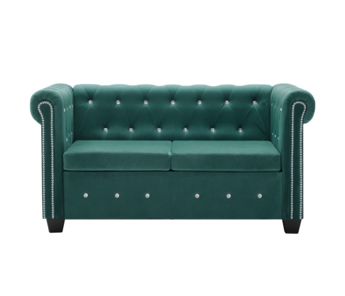 Sofá chesterfield de 2 plazas de terciopelo 146x75x72 cm verde