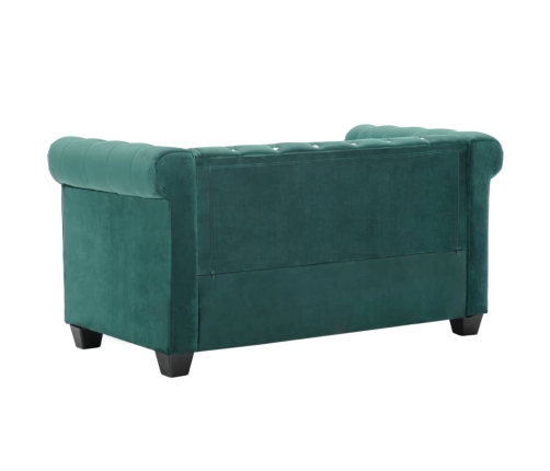 Sofá chesterfield de 2 plazas de terciopelo 146x75x72 cm verde