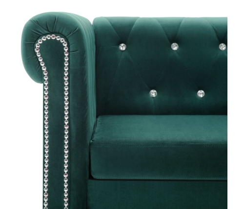 Sofá chesterfield de 2 plazas de terciopelo 146x75x72 cm verde
