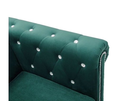 Sofá chesterfield de 2 plazas de terciopelo 146x75x72 cm verde