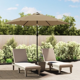 Sombrilla de jardín con palo de metal taupe 300 cm