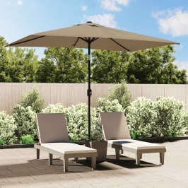 Sombrilla de jardín con palo de metal taupe 300x200 cm