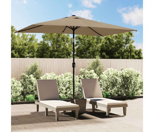Sombrilla de jardín con palo de metal taupe 300x200 cm