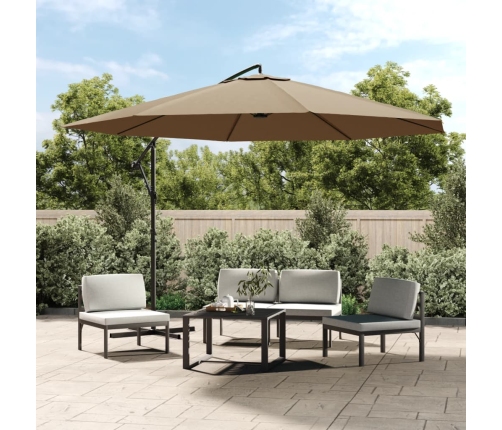 Sombrilla voladiza con poste de aluminio gris taupe 350 cm
