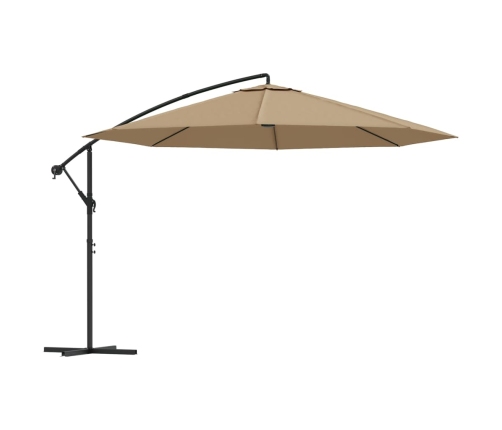 Sombrilla voladiza con poste de aluminio gris taupe 350 cm