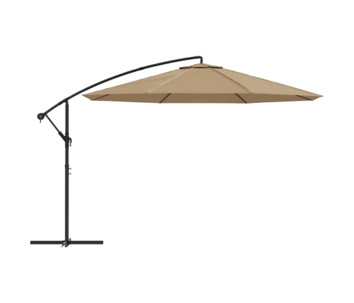 Sombrilla voladiza con poste de aluminio gris taupe 350 cm