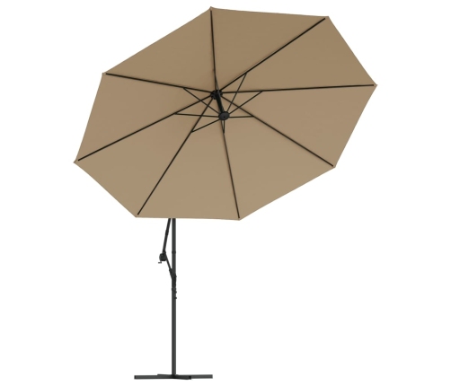 Sombrilla voladiza con poste de aluminio gris taupe 350 cm