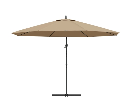 Sombrilla voladiza con poste de aluminio gris taupe 350 cm