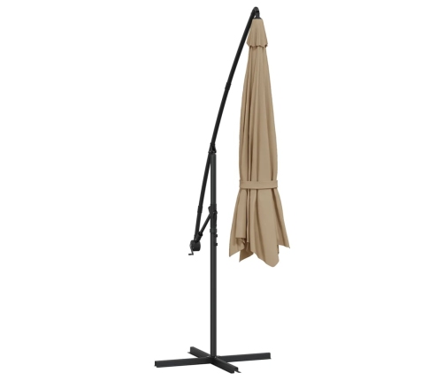 Sombrilla voladiza con poste de aluminio gris taupe 350 cm