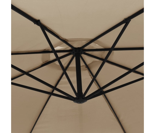 Sombrilla voladiza con poste de aluminio gris taupe 350 cm
