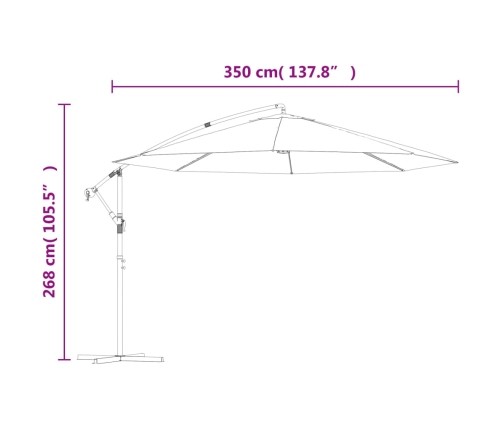 Sombrilla voladiza con poste de aluminio gris taupe 350 cm