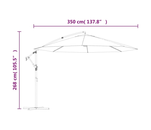 Sombrilla voladiza con poste de aluminio rojo burdeos 350 cm