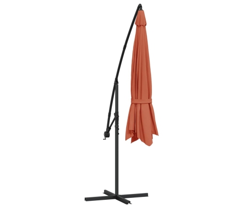 Sombrilla voladiza con poste de aluminio terracota 350 cm