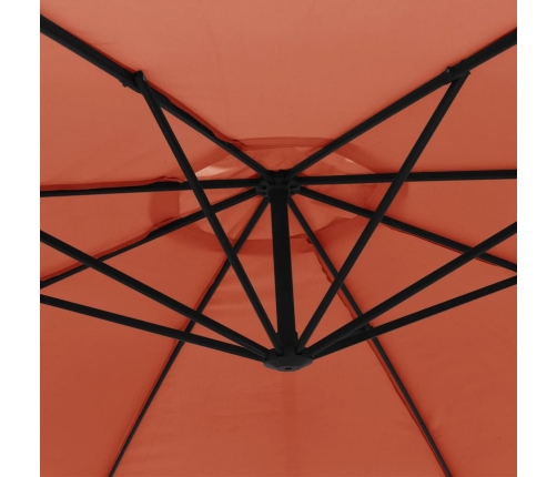 Sombrilla voladiza con poste de aluminio terracota 350 cm