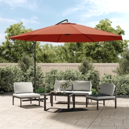 Sombrilla voladiza con poste de aluminio terracota 350 cm
