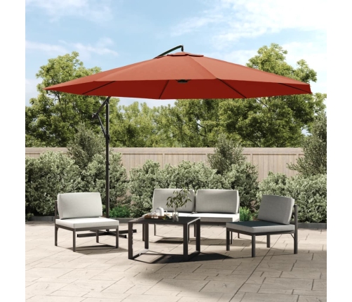 Sombrilla voladiza con poste de aluminio terracota 350 cm