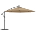 Sombrilla voladiza jardín con luces LED palo acero taupe 350 cm