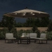 Sombrilla voladiza jardín con luces LED palo acero taupe 350 cm