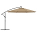 Sombrilla voladiza jardín con luces LED palo acero taupe 350 cm