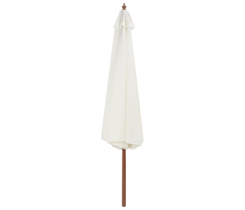 Sombrilla de exterior con palo de madera blanco arena 350 cm