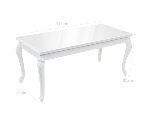 Mesa de comedor blanco brillante 179x89x81 cm