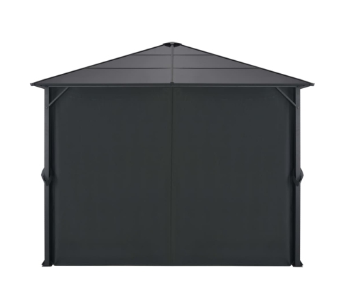 Cenador con cortinas aluminio 3x3 m negro