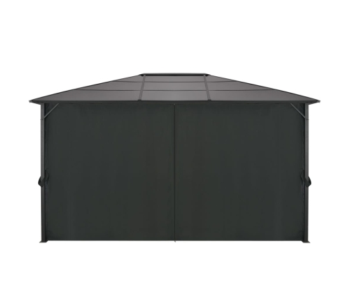 Cenador con cortinas aluminio 4x3x2,6 m negro