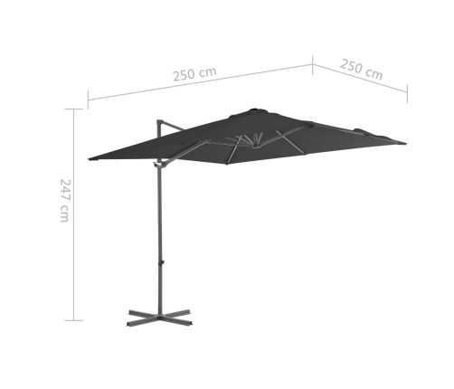 Sombrilla jardín voladiza palo de acero antracita 250x250 cm